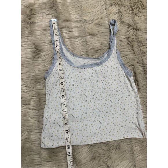 American Eagle Soft and Sexy Ribbed Lace Trim Cropped Tank Top Medium - Picture 5 of 7
